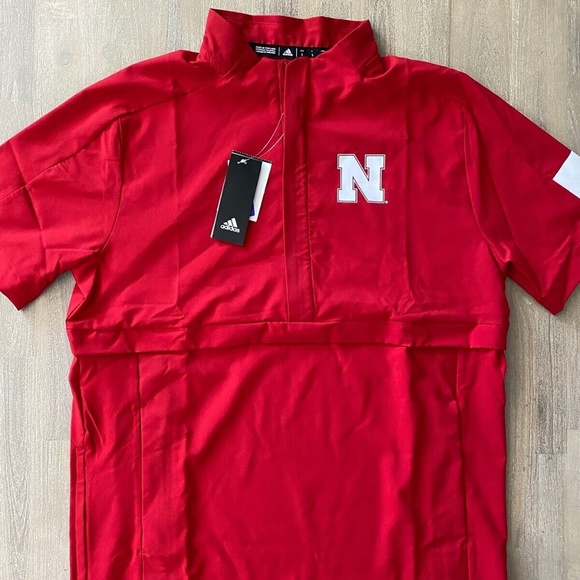 Adidas Nebraska Cornhuskers Game Mode 1/2 Zip SS Jacket EC3127 Mens Size S - Picture 1 of 3